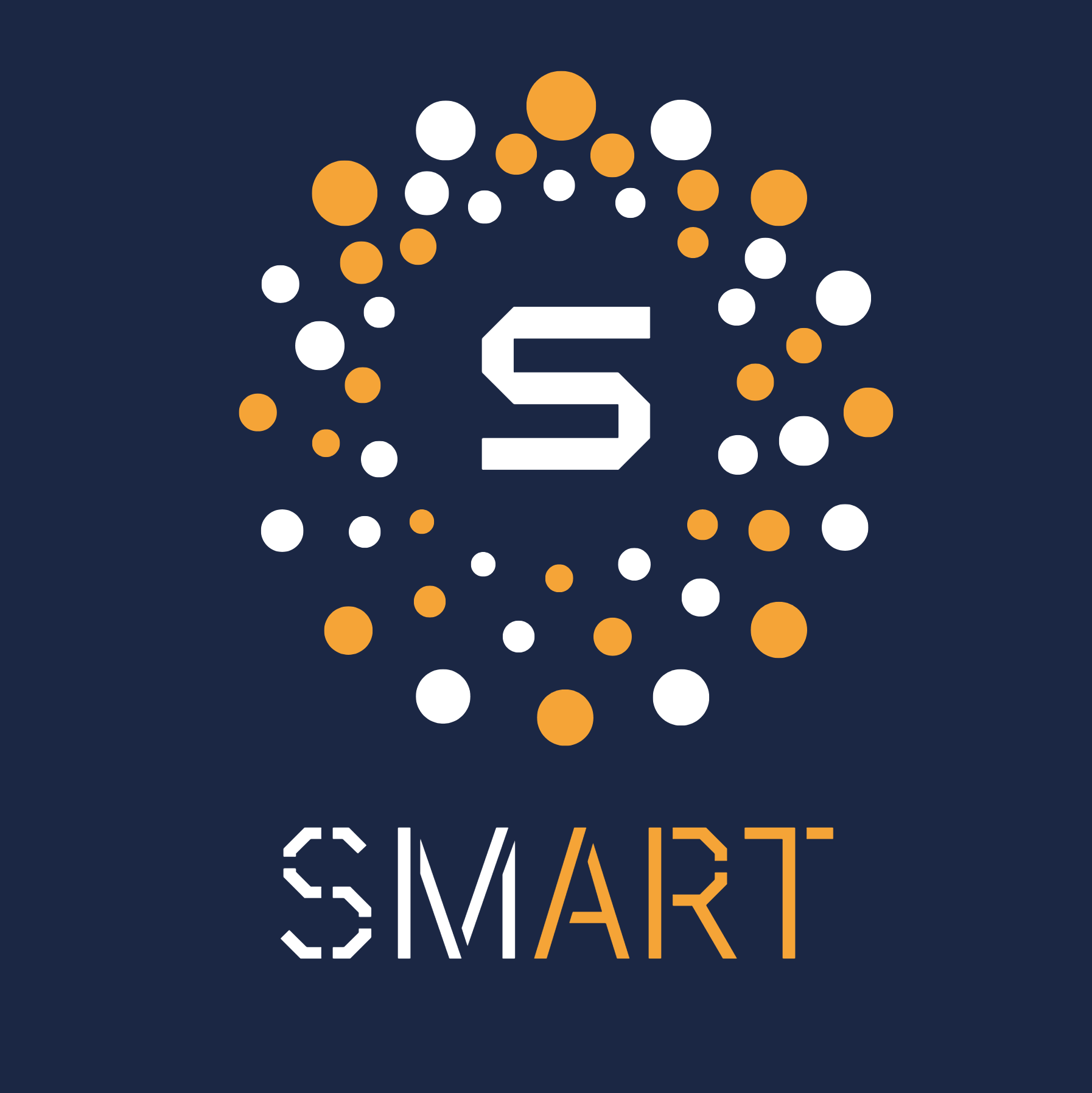 Smart logo in dark blue and orange style